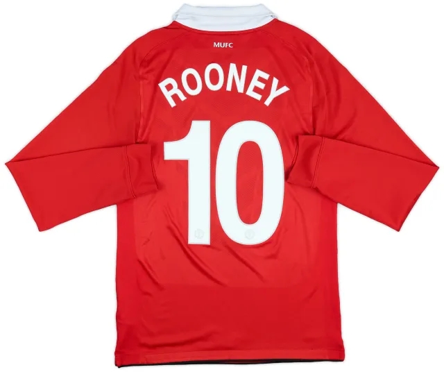 2010-11 Manchester United Home L/S Shirt Rooney #10 - 10/10 - (S)