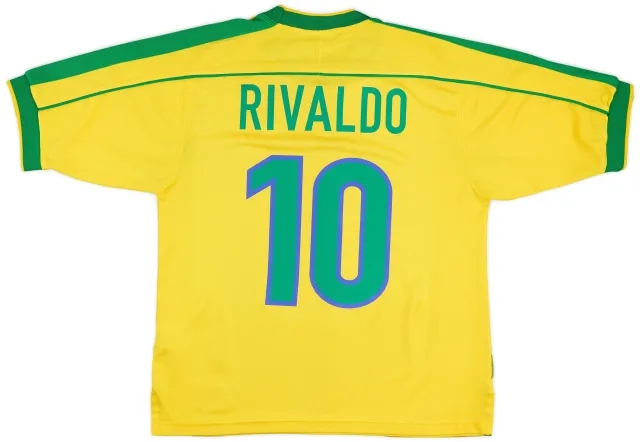 1998-00 Brazil Home Shirt Rivaldo #10 - 8/10 - (L)