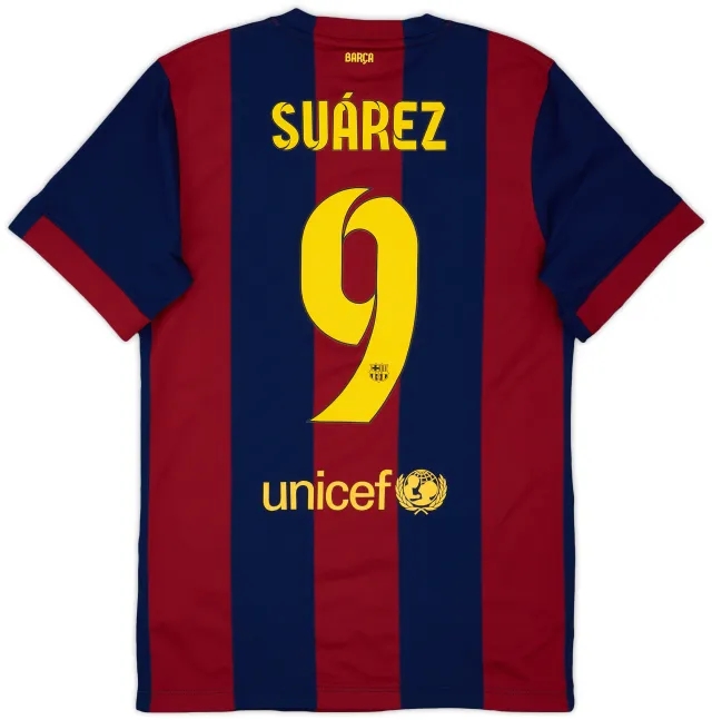 2014-15 Barcelona Home Shirt Suarez #9 - 9/10 - (S)