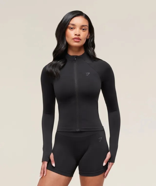  Soft Sculpt Zip Up Jacket - Black