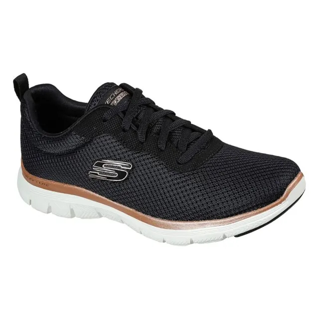 Skechers Women's Flex Appeal 4.0 - Brilliant View Sneaker in Black/Rose Gold