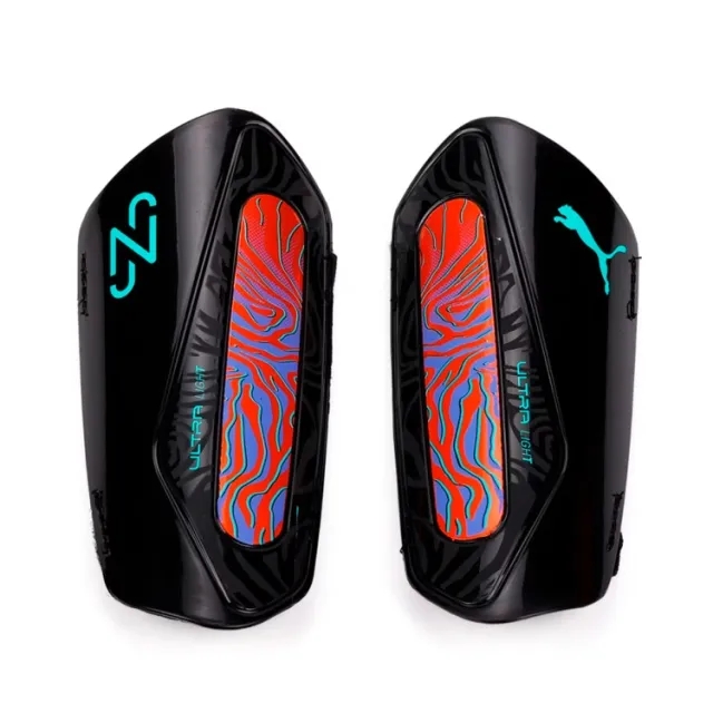 PUMA Neymar Jr. Ultra Light Football Strap Shinguards, Orange Poppy/Black, size Large