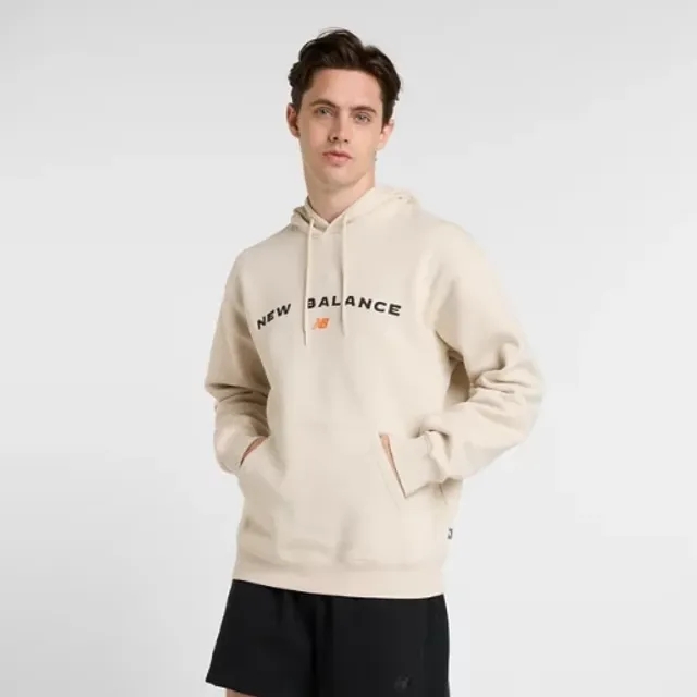 New Balance Men's Reimagined Fleece Graphic Hoodie in Grey Cotton