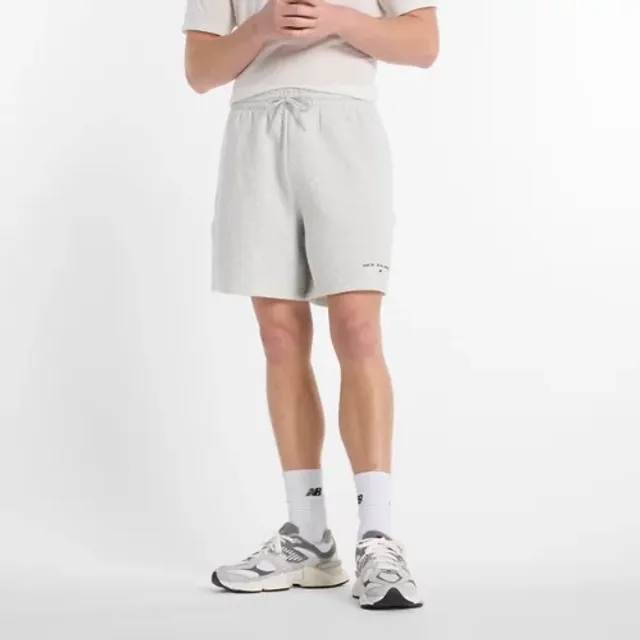 New Balance Men's Reimagined Fleece Graphic Short 7" in Grey Cotton