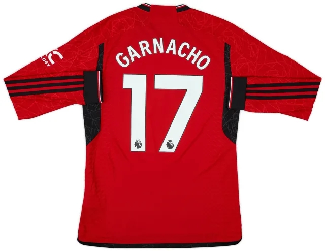 2023-24 Manchester United Authentic Home L/S Shirt Garnacho #17 - 8/10 - (M)