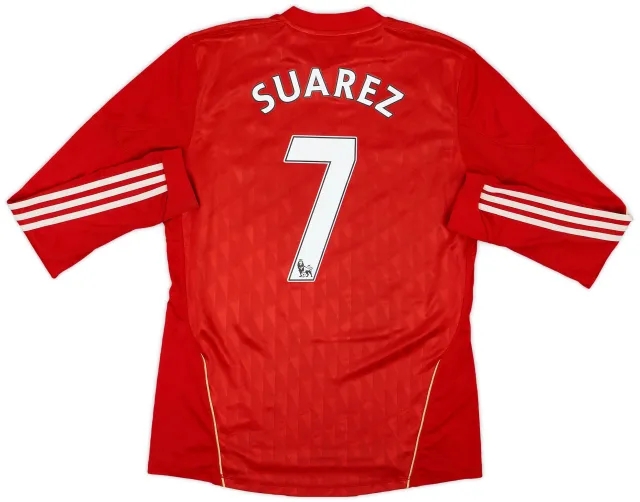2010-12 Liverpool Home L/S Shirt Suarez #7 - 6/10 - (M)