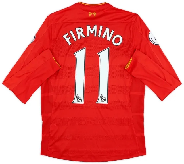 2016-17 Liverpool Authentic Home L/S Shirt Firmino #11 - 7/10 - (S)