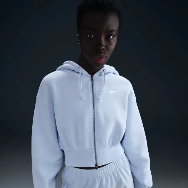 Nike Sportswear Phoenix Fleece Women's Loose Cropped Full-Zip Hoodie - Blue - Fleece > Phoenix Fleece