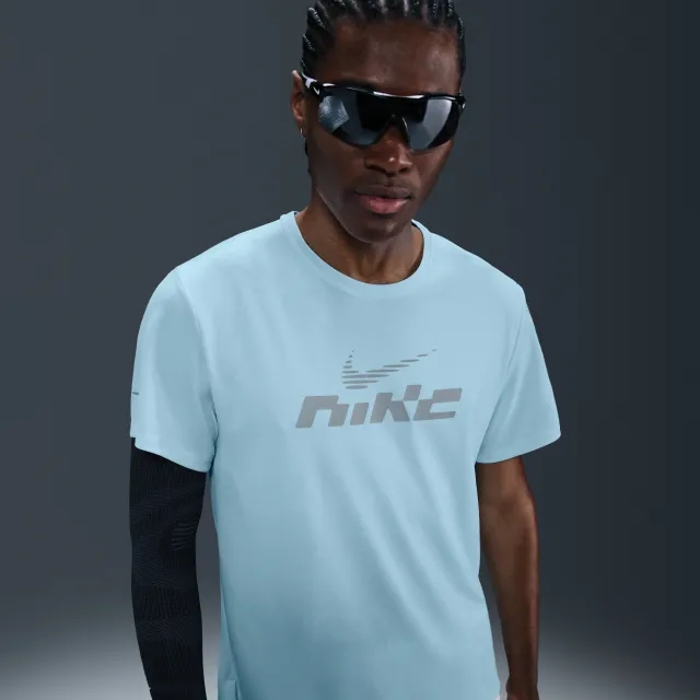 Nike Miler Flash Men's Dri-FIT UV Short-Sleeve Running Top - Blue - Sustainable Materials