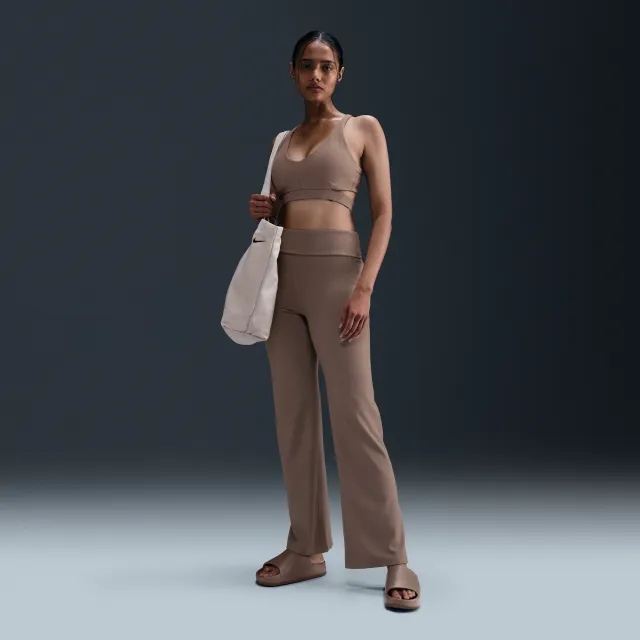 Nike One Training Dri-Fit High Waisted Foldover Leggings In Brown