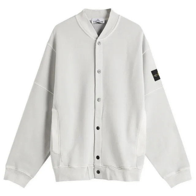 Stone Island Men's Old Effect Fleece Bomber Jacket Pearl Grey