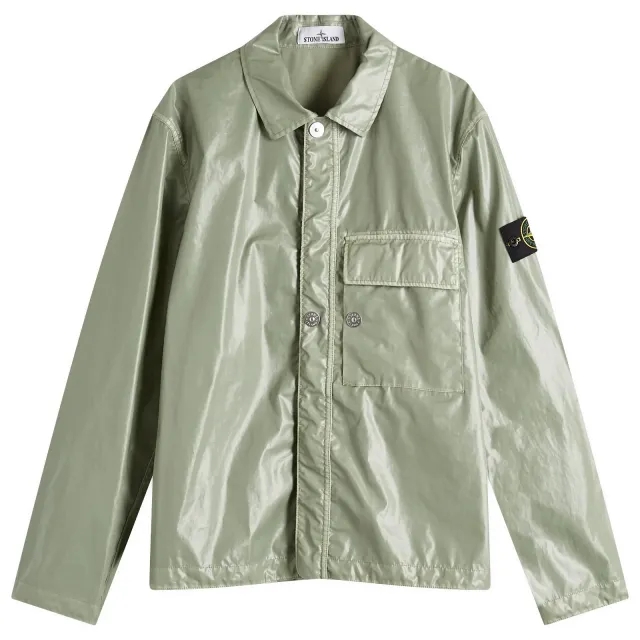 Stone Island Men's Mussola Gommata-TC Shirt Jacket Sage