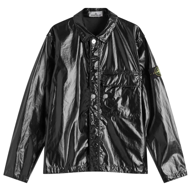 Stone Island Men's Mussola Gommata-TC Shirt Jacket Black