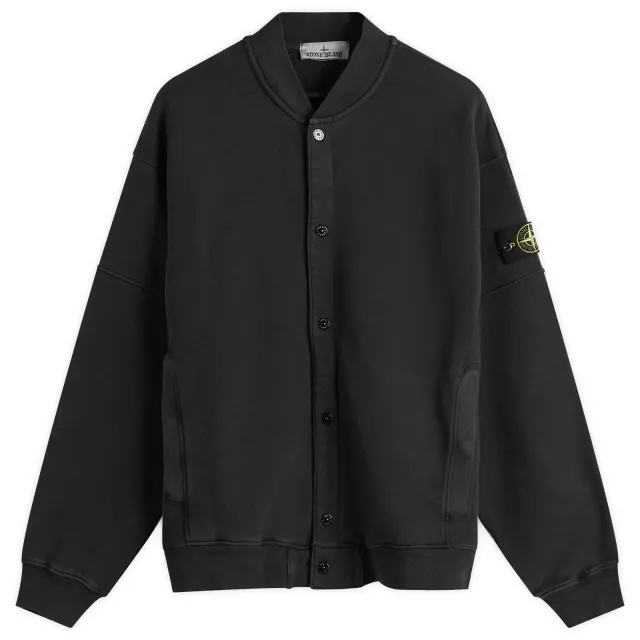 Stone Island Men's Old Effect Fleece Bomber Jacket Black
