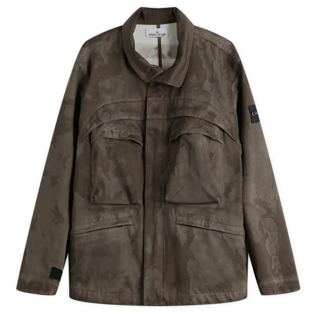 Stone Island Men's Raso Gommato 3L Laser Camo Field Jacket Military Green