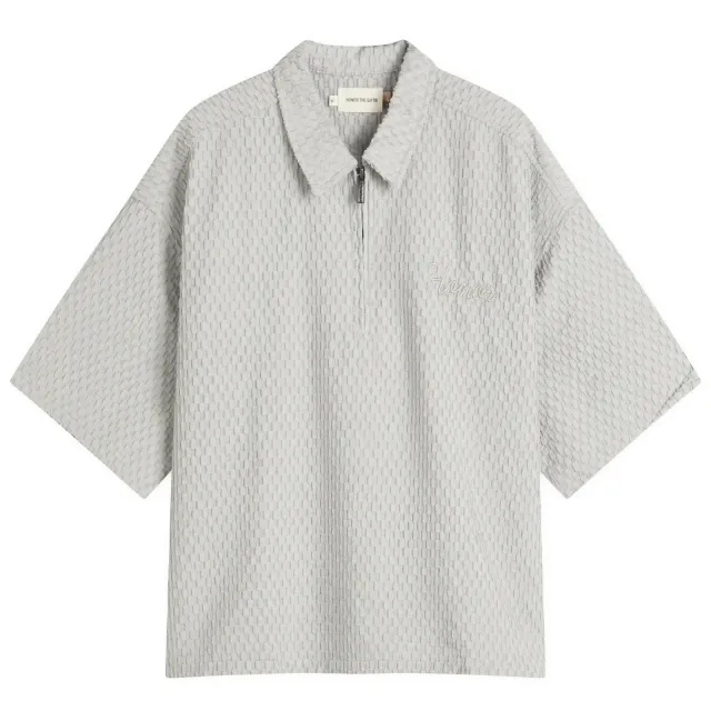 Honor the Gift Men's Textured Knit Zip Polo Grey