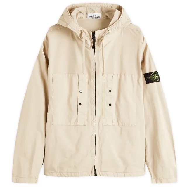 Stone Island Men's Supima Cotton Twill Stretch-TC Hooded Jacket Desert