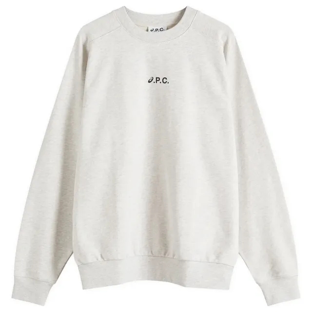 A.P.C. Men's x Asics Lake Crew Sweatshirt Heathered Light Grey