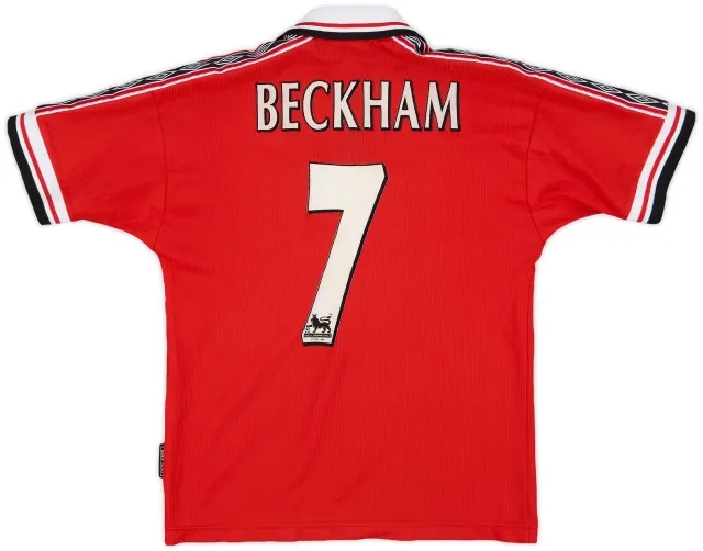 1998-00 Manchester United Home Shirt Beckham #7 - 7/10 - (L.Boys)