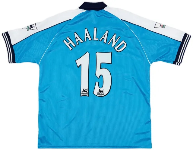 1999-01 Manchester City Home Shirt Haaland #15 - 9/10 - (XL)