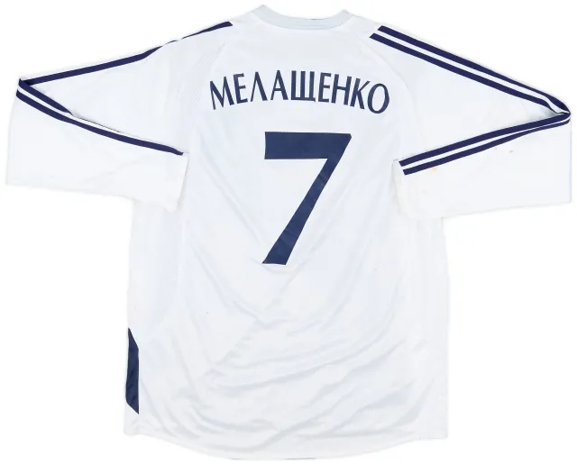 2003-04 Dynamo Kyiv Player Issue Home L/S Shirt Melashchenko #7 - 5/10 - (XL)