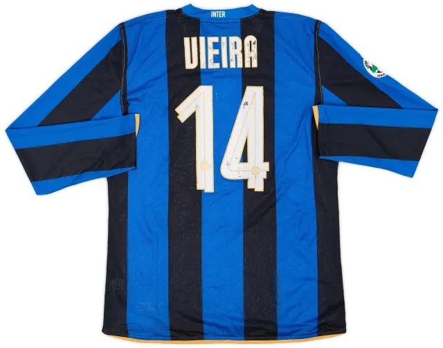 2008-09 Inter Milan Match Issue Home L/S Shirt Vieira #14