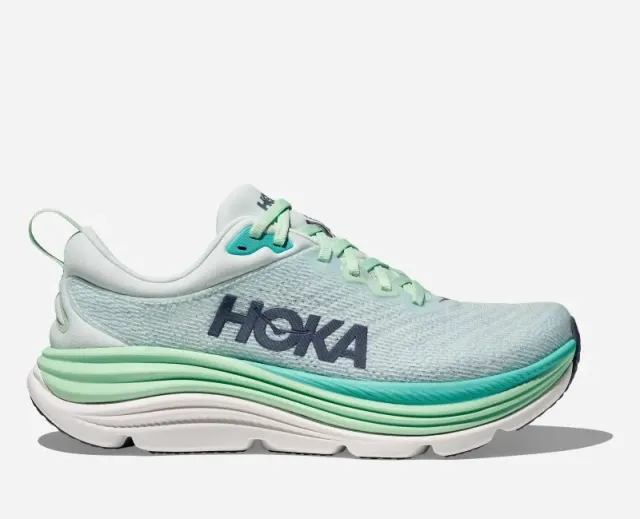 Hoka Women's Gaviota 5 Road Running Shoes In Snow Melt/Cielo Blue