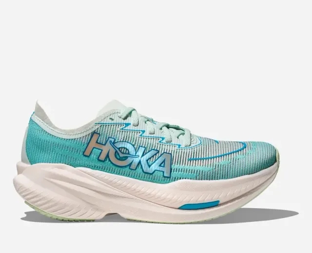 Hoka Women's Mach X 2 Road Running Shoes In Snow Melt/Blue Spark