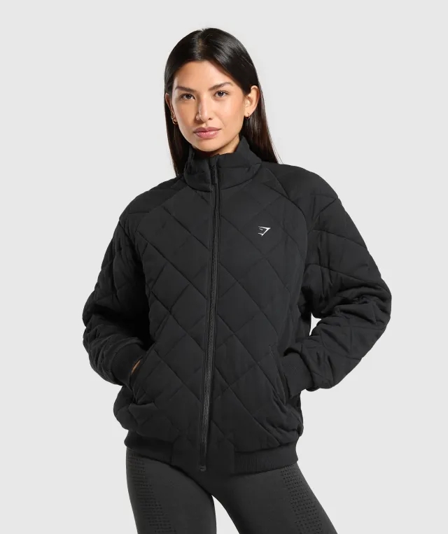  Quilted Zip Through - Black