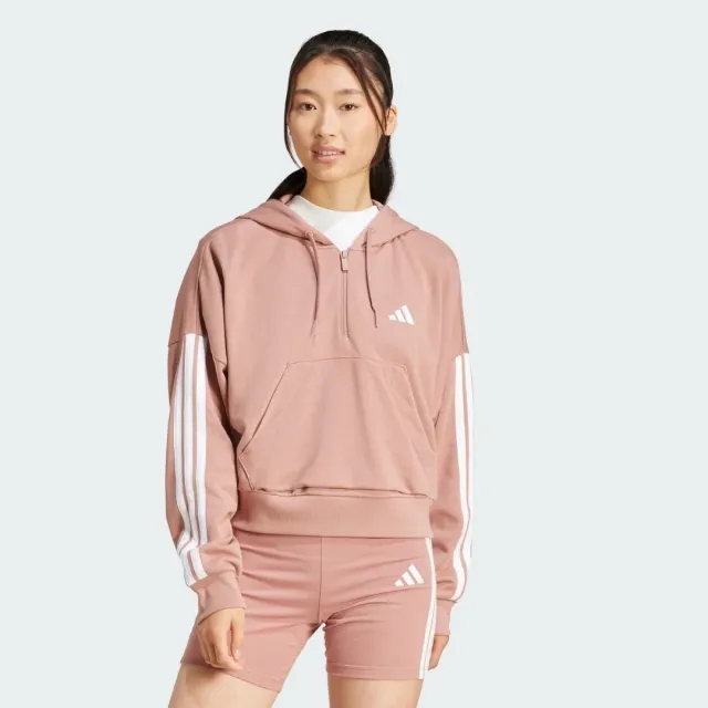 adidas Essentials 3-Stripes French Terry Quarter-Zip Hoodie