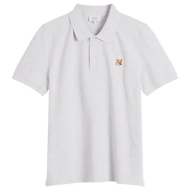 Maison Kitsune Fox Head Patch Regular Polo Light Grey Melange