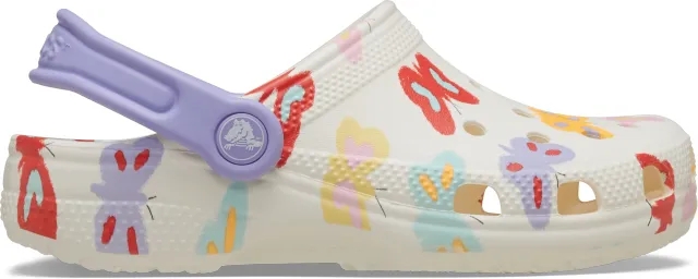 Crocs | Kids | Classic Butterfly Graphic | Clogs | Chalk | C11