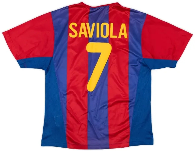 2002-03 Barcelona Basic Home Shirt Saviola #7 - 9/10 - (S)