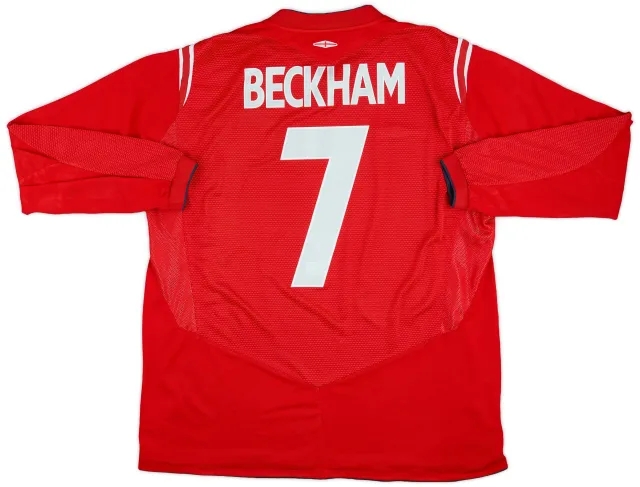 2004-06 England Away L/S Shirt Beckham #7 - 8/10 - (XL)