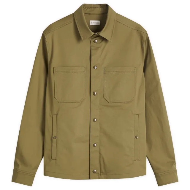 Moncler Men's Gabardine Cotton Shirt Green
