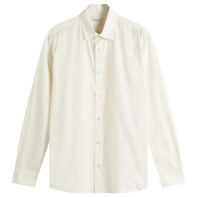 Saint Laurent Men's Stripe Shirt Dobby Stripes