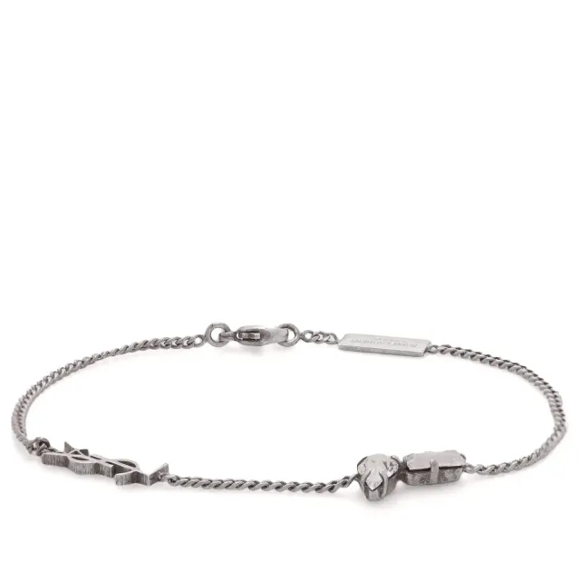 Saint Laurent Men's Silver YSL Bracelet Argent Oxyde/Crystal