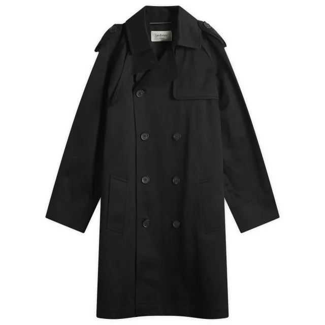 Saint Laurent Men's Gaberdine Trench Coat Noir