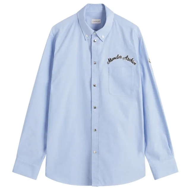 Moncler Men's Oxford De Coton Shirt Blue