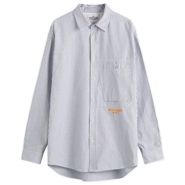 Stone Island Men's Marina Striped Oxford Shirt Blue Marine