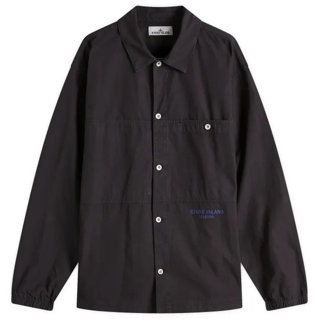 Stone Island Men's Marina Tela Overdyed Overshirt Navy Blue