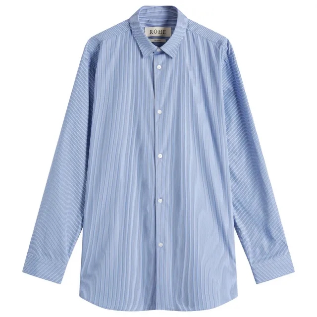 Róhe Men's Stripe Long Sleeve Shirt Light Blue/White