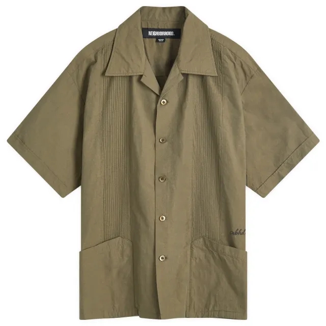 Neighborhood Men's Guayabera Vacation Shirt Olive Drab