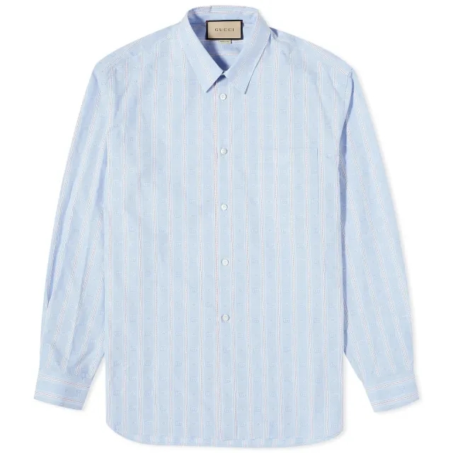 Gucci Men's GG Jacquard Shirt Sky Blue