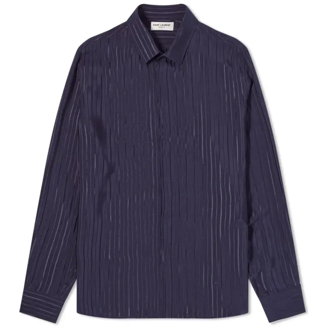 Saint Laurent Men's Stripe Shirt Marine