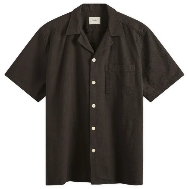 Foret Men's Hush Seersucker Vacation Shirt Washed Black
