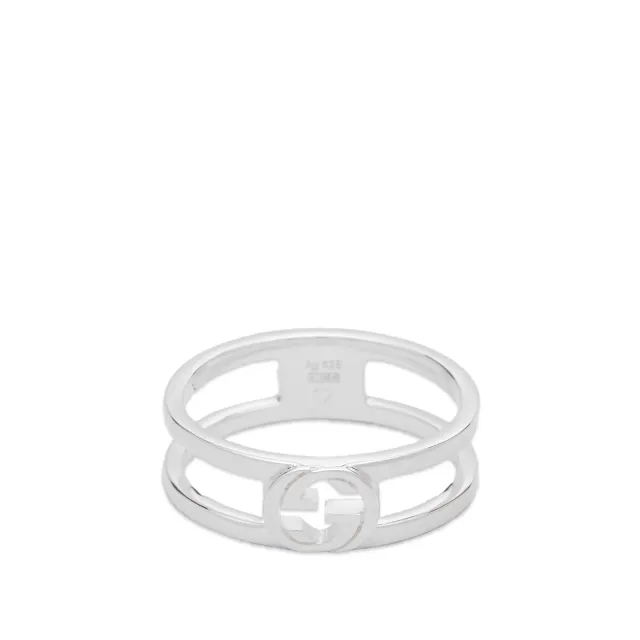 Gucci Women's Interlocking Ring 6mm Silver