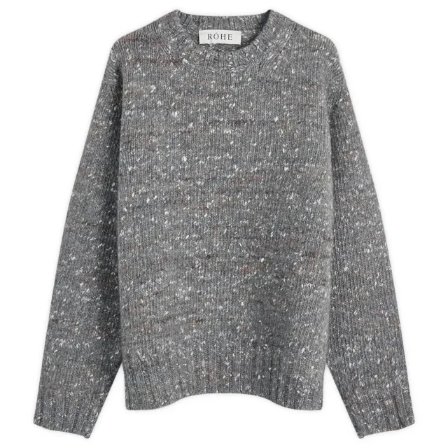Róhe Men's Relaxed Mouline Crew Neck Jumper Grey