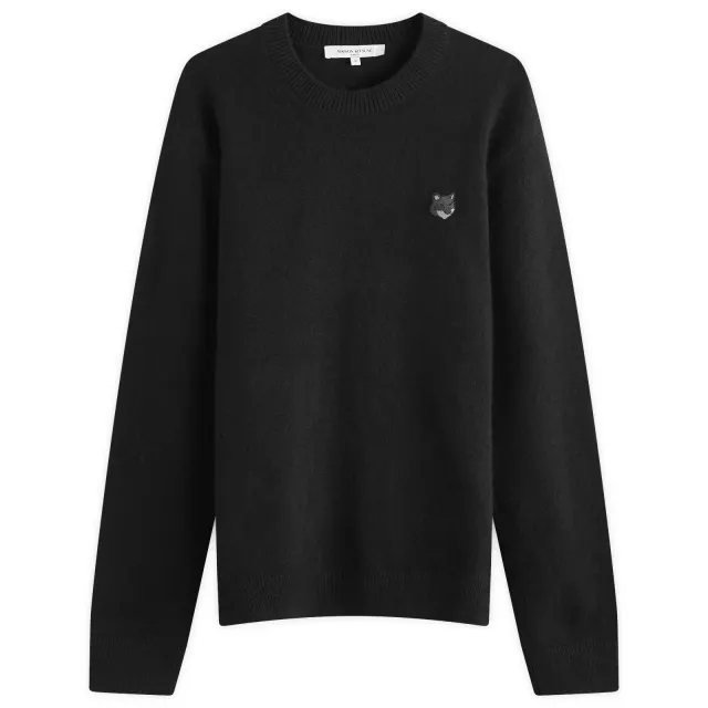 Maison Kitsune Bold Fox Head Patch Regular Lambswool Crew Ju Black