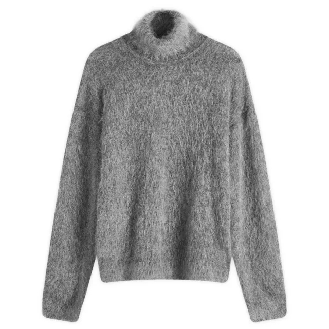 Saint Laurent Men's Mohair Turtleneck Jumper Grey Melange